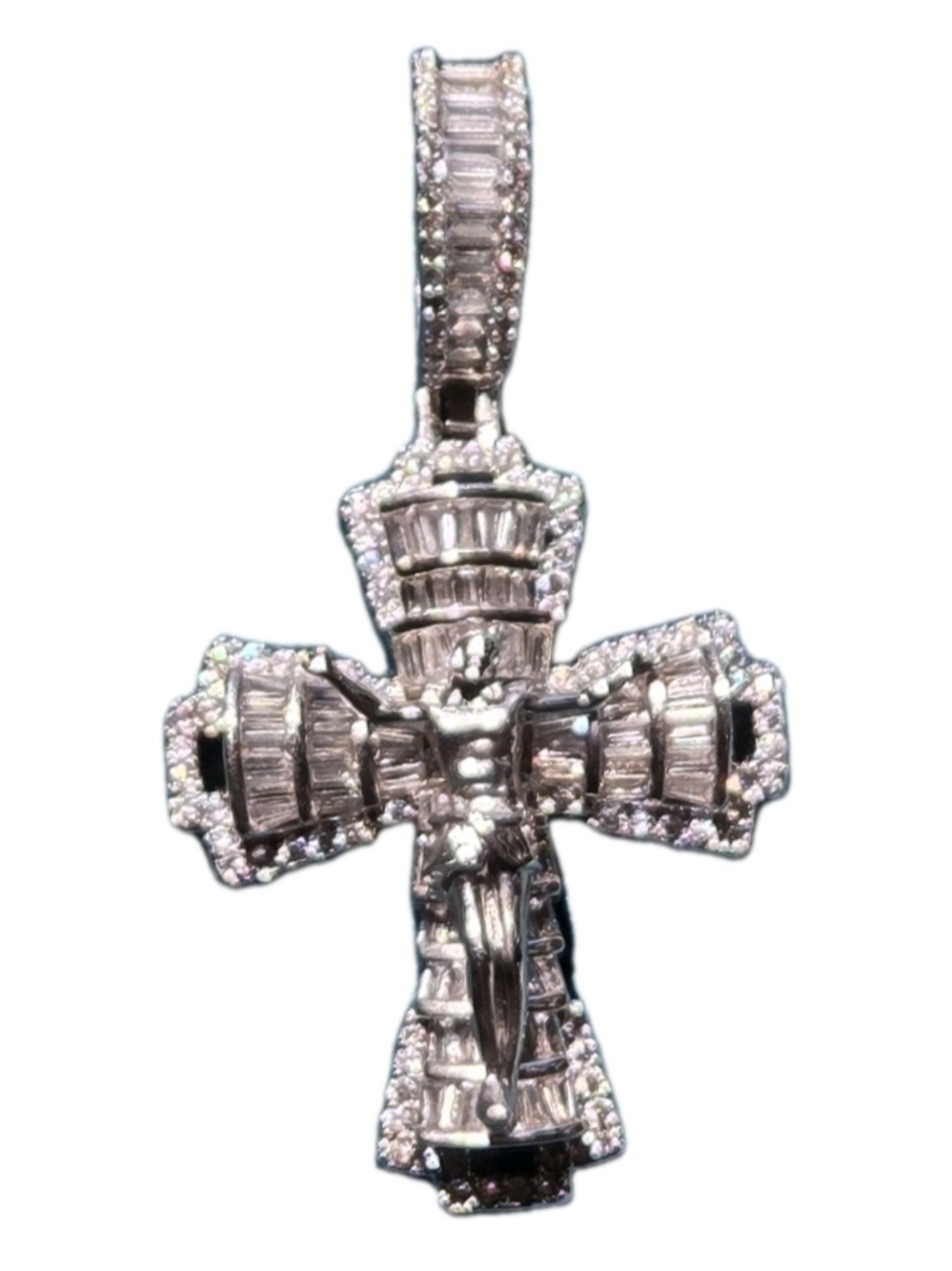 Iced Out Jesus Cross Pendant/ 925 Sterlin Silvr w Mossinite Stones NEW - Picture 7 of 12